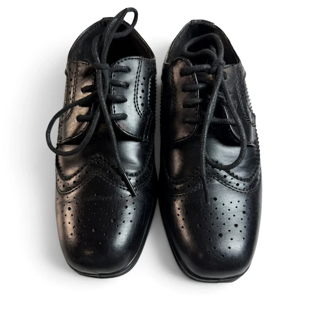Kids Ace Black Wingtip Oxford Dress Shoes Size 11M Brogue Lace Up Formal